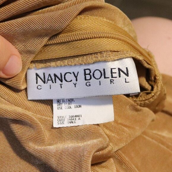 Vintage 80's Cognac Short Sleeve Mock Neck Blouse - Picture 5 of 6